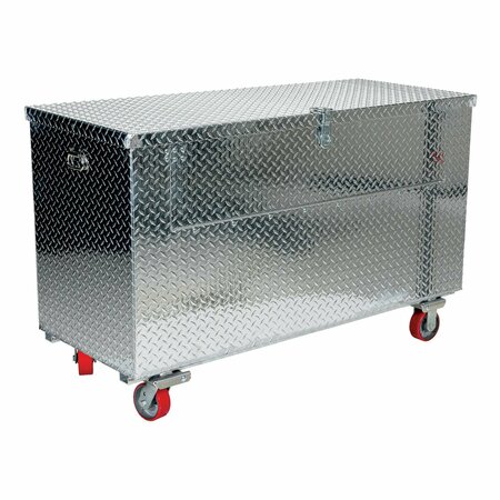 Vestil Portable Tool Box, Aluminum, 61" W x 26" D x 45" H, Added Fold Down Front & Casters APTS-3660-C-FD